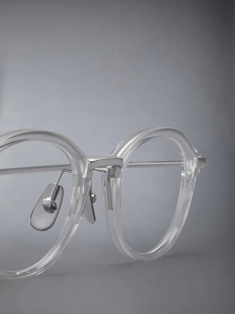 ROUND EYEGLASSES IN ACETATE AND TITANIUM 49 CLEAR CRYSTAL CLEAR
