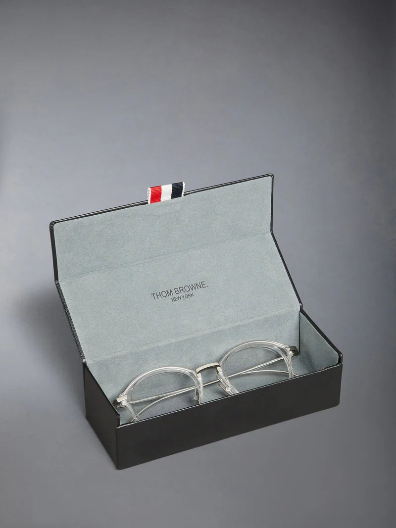 ROUND EYEGLASSES IN ACETATE AND TITANIUM 49 CLEAR CRYSTAL CLEAR