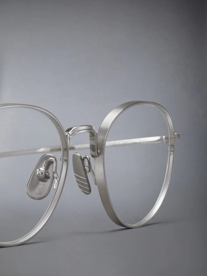 ROUND EYEGLASSES IN TITANIUM 52 SILVER CLEAR