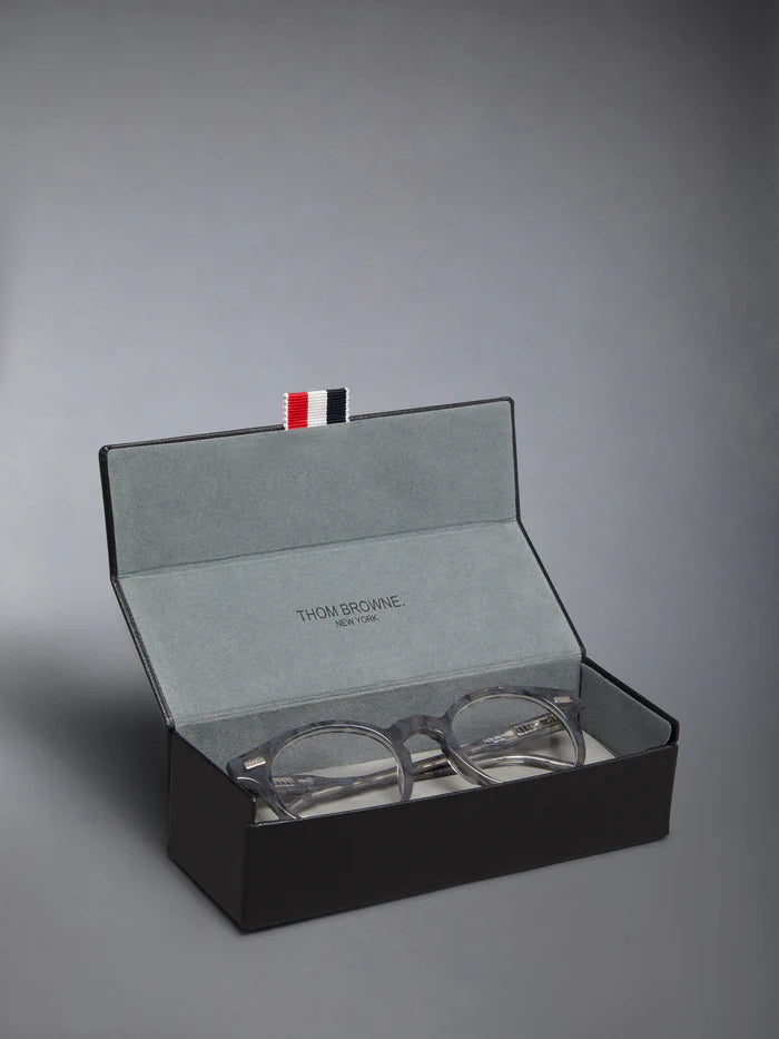 ROUND EYEGLASSES IN ACETATE 45 GREY TORTOISE 
 CLEAR