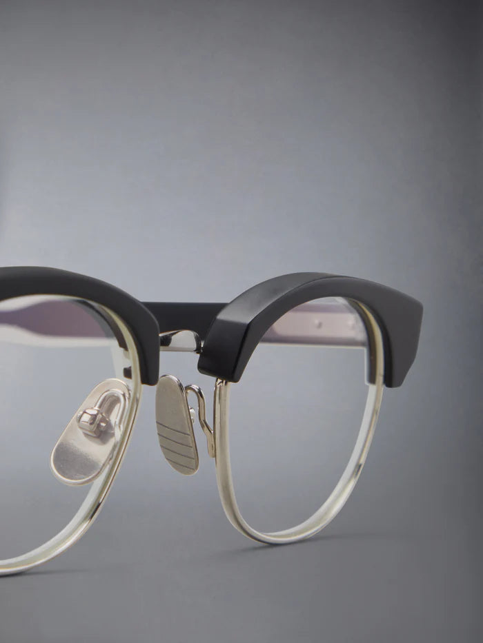 OVAL EYEGLASSES IN TITANIUM 49 MATTE SILVER CLEAR