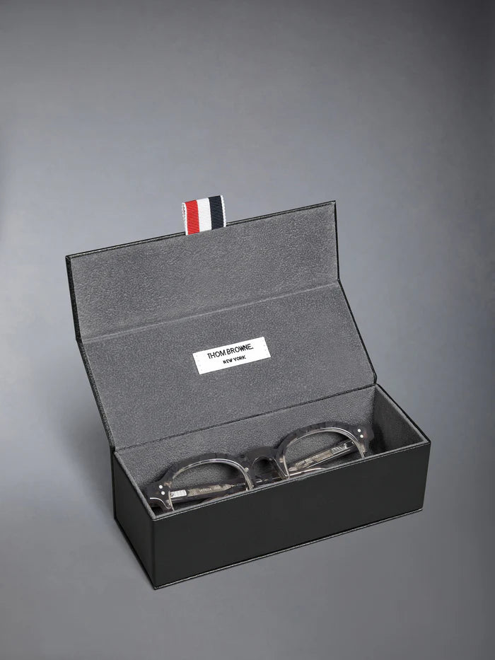 OVAL EYEGLASSES IN ACETATE AND TITANIUM 47 GREY TORTOISE &amp; SILVER CLEAR
