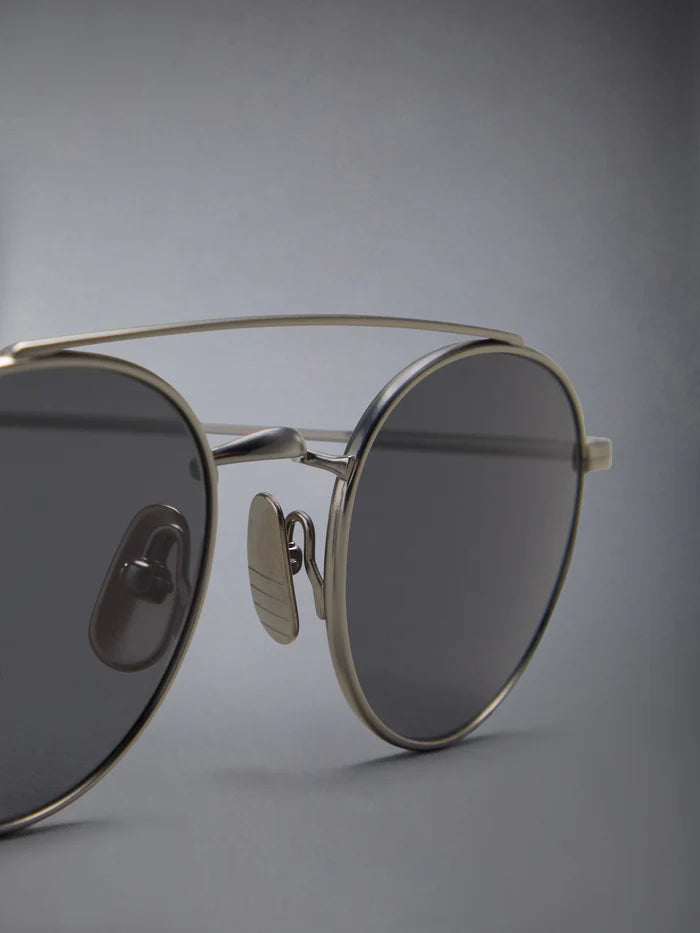 OVAL SUNGLASSES IN TITANIUM 49 MATTE GREY DK GREY AR