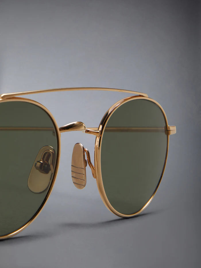 OVAL SUNGLASSES IN TITANIUM 49 WHITE GOLD G 15 GREEN AR