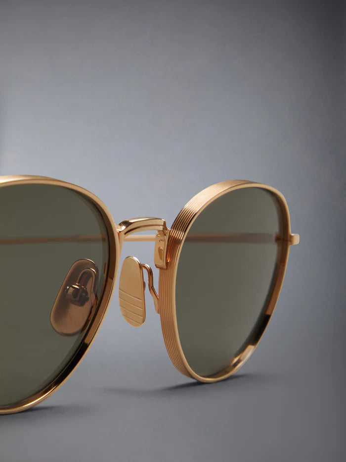 ROUND SUNGLASSES IN TITANIUM 52 WHITE GOLD GREEN AR