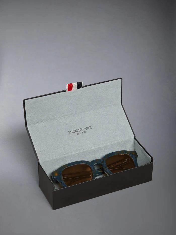RECTANGULAR SUNGLASSES IN ACETATE 52 NAVY TORTOISE DK GREY AR LENS