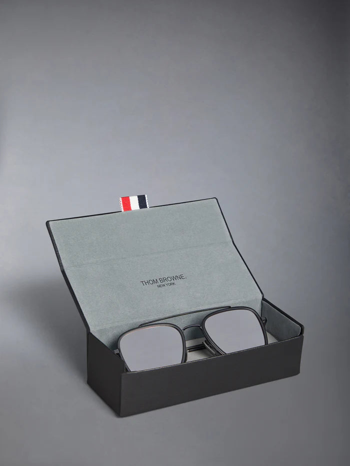 AVIATOR SUNGLASSES IN ACETATE AND TITANIUM 51 MATT BLACK
 DARK GREY  SILVER MIRROR   AR