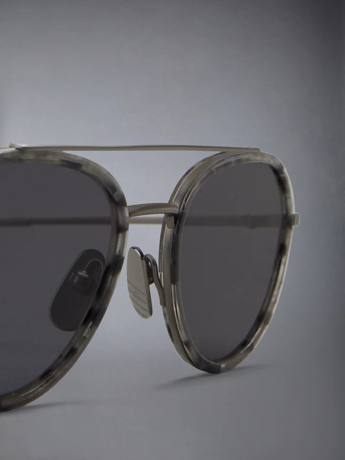 AVIATOR SUNGLASSES IN ACETATE AND TITANIUM 51 GREY TORTOISE 
 DK GREY AR