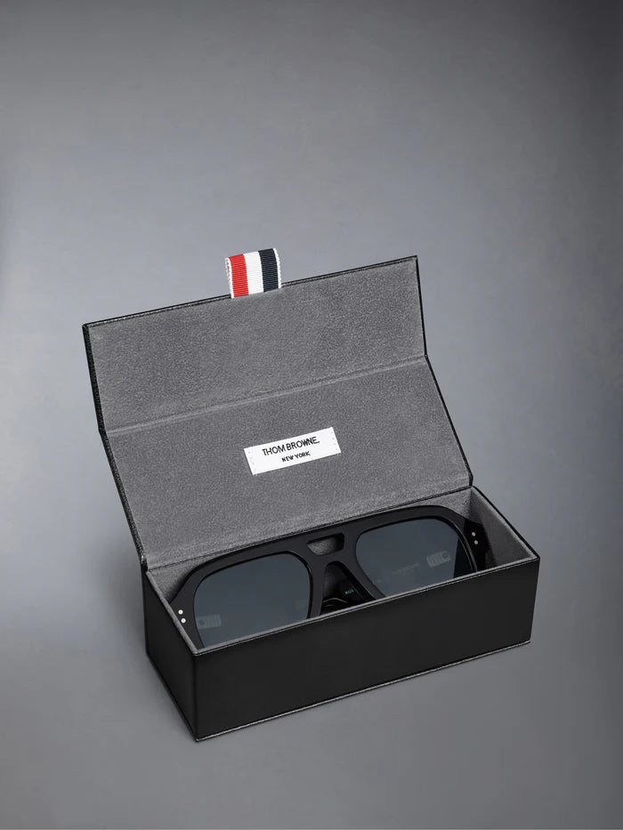 AVIATOR SUNGLASSES IN ACETATE 47 BLACK GREY SILVER FLASH AR